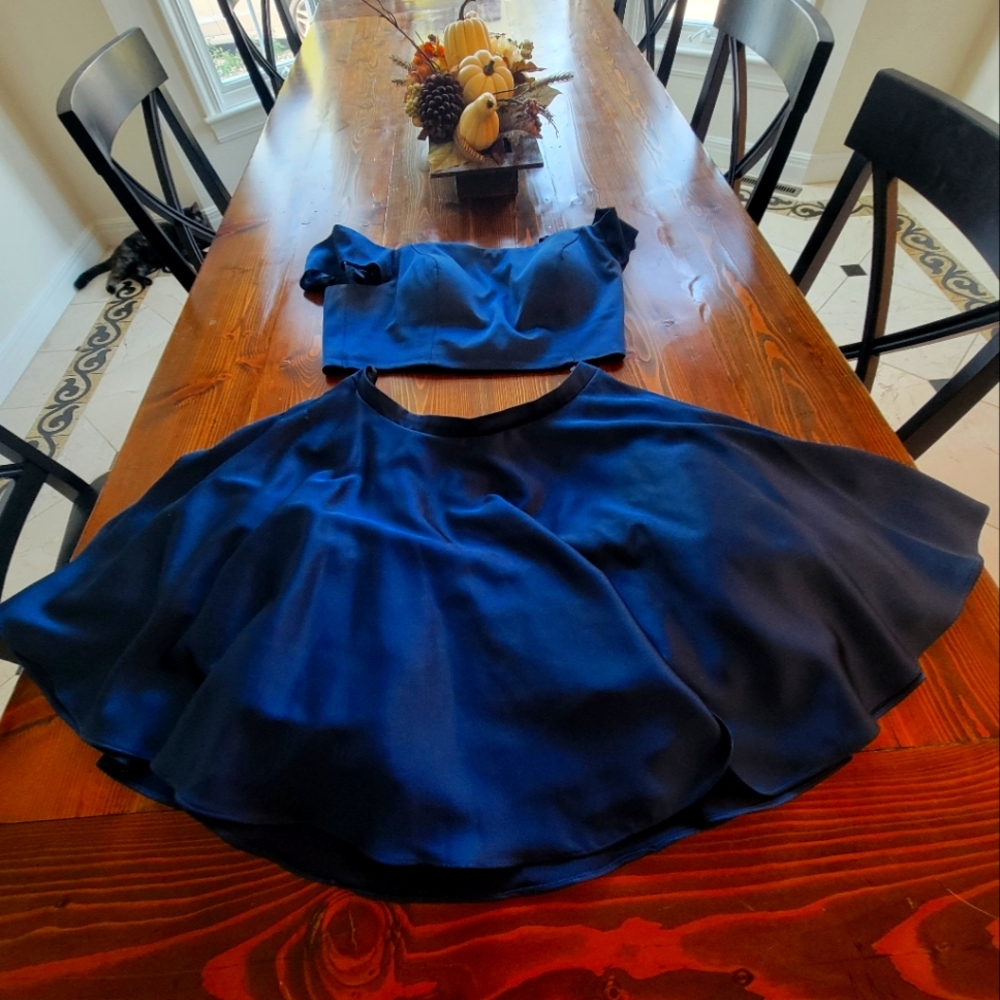 Two Piece Satin Formal Dress